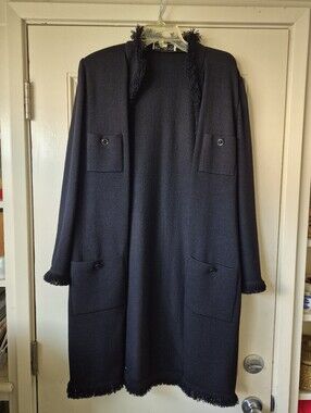 St. John Marie Gray Fringe Santana Knit Coat 14